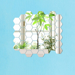 12pcs PVC mirror-finish hexagonal stickers, can be spliced ​​together, artistic decoration.20*23cm - thumbnail 1