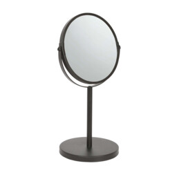 Harbour Housewares Pedestal Mirror - 2x Magnifying - Dual Sided - 18.5 x 34.5cm - Black