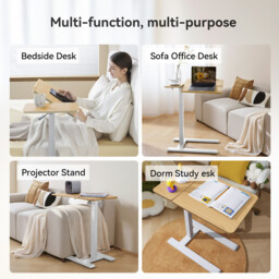 SIHOO D01 Overbed Table - Height & Tilt Adjustable, Laptop Standing Desk with Wheels for Hospital & Home Use, Maple - thumbnail 4