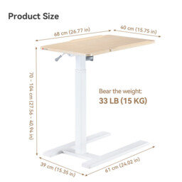 SIHOO D01 Overbed Table - Height & Tilt Adjustable, Laptop Standing Desk with Wheels for Hospital & Home Use, Maple - thumbnail 5