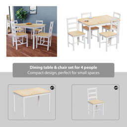 Vida Designs Yorkshire 4 Seater Dining Set, White & Pine - thumbnail 3