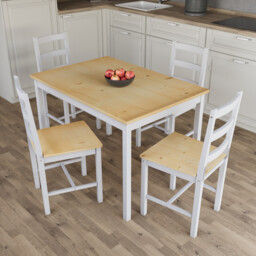 Vida Designs Yorkshire 4 Seater Dining Set, White & Pine - thumbnail 1
