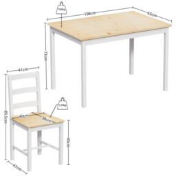 Vida Designs Yorkshire 4 Seater Dining Set, White & Pine - thumbnail 2