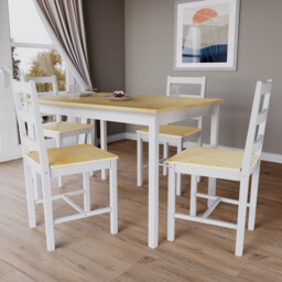 Vida Designs Yorkshire 4 Seater Dining Set, White & Pine - thumbnail 4