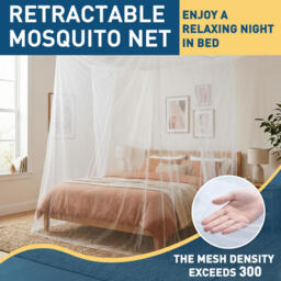 LeBonsoir Four-Sided Mosquito Net, suitable for mosquito net/bed screen/bed curtain, rectangular anti-mosquito net, suitable for camping/home use/outdoor/Travel, with 6 hanging rings and 2 openings, white, L200×W180×H180 cm - thumbnail 4