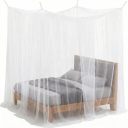 LeBonsoir Four-Sided Mosquito Net, suitable for mosquito net/bed screen/bed curtain, rectangular anti-mosquito net, suitable for camping/home use/outdoor/Travel, with 6 hanging rings and 2 openings, white, L200×W180×H180 cm - thumbnail 5