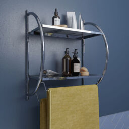 Croydex Curved Shelving Unit & Towel Rack - thumbnail 1