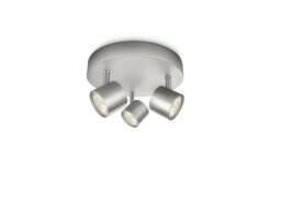 Philips Ceiling/Wall Spotlights Round Star 3 x Warm White 16.5W Brushed Aluminium - thumbnail 5