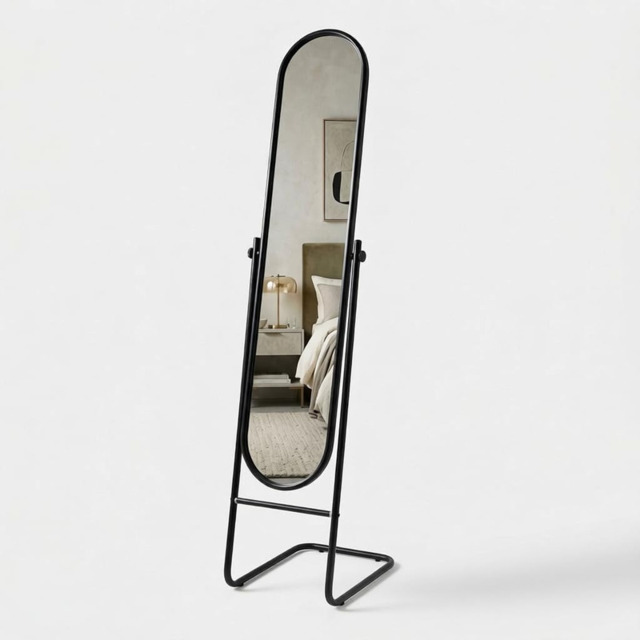 Harbour Housewares Full-Length Round Freestanding Mirror 153m x 30cm - Black - image 1
