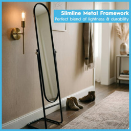 Harbour Housewares Full-Length Round Freestanding Mirror 153m x 30cm - Black - thumbnail 4