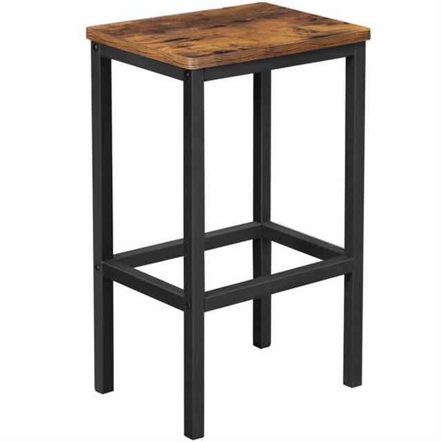 Ochama Set of 2 Bar Stools, High Chairs for Kitchen, Dining Room or Living Room, Industrial Style, Rustic Brown and Black - image 1