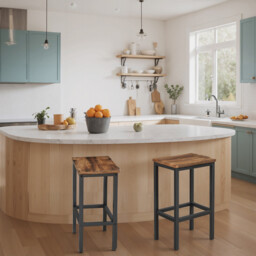 Ochama Set of 2 Bar Stools, High Chairs for Kitchen, Dining Room or Living Room, Industrial Style, Rustic Brown and Black - thumbnail 4