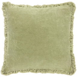 Yard Cushion Bertie Washed Cotton Velvet Square Sage 45x45cm - thumbnail 3
