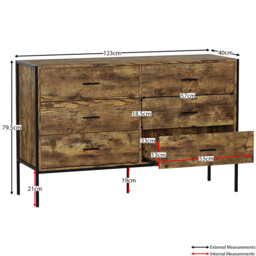 Vida Designs Drawer Chest Brooklyn 6 Drawer Rustic Brown - thumbnail 2