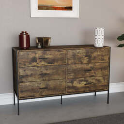 Vida Designs Drawer Chest Brooklyn 6 Drawer Rustic Brown - thumbnail 1