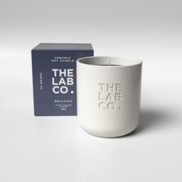 The Lab Co. Luxury Scented Candle - Ceramic Jar - 45hrs Burn Time - Relaxing Fragrance with Cotton, Lavender and Jasmine - 100% Vegan Soy Wax - 280g wax weight - thumbnail 5