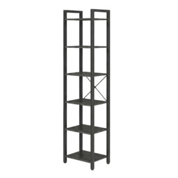 " Ochama 6-Tier Tall Bookshelf, Narrow Bookcase with Steel Frame, Skinny Book Shelf for Living Room, Study, Black"