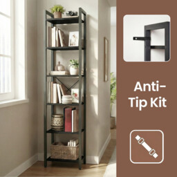 " Ochama 6-Tier Tall Bookshelf, Narrow Bookcase with Steel Frame, Skinny Book Shelf for Living Room, Study, Black" - thumbnail 5