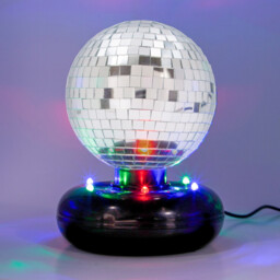 GLOBAL GIZMOS Table Lamp Disco Ball Rotating Silver/Multicolour Large - thumbnail 1
