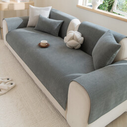 Ochama Chenille Sofa Cushion Cover, Herringbone Throw Pillow Protector, Sofa Cushion Protector, 45×45 cm, Gray - thumbnail 6