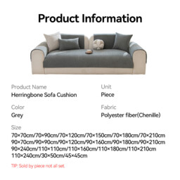 Ochama Chenille Sofa Cushion Cover, Herringbone Throw Pillow Protector, Sofa Cushion Protector, 45×45 cm, Gray - thumbnail 4