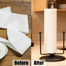 JU7CER Black Kitchen Cleaning Paper Towel Holder - Countertop Standing, with Fixing Rod, Modern & Minimalist Design, Ideal for Home Use - thumbnail 4