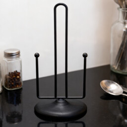JU7CER Black Kitchen Cleaning Paper Towel Holder - Countertop Standing, with Fixing Rod, Modern & Minimalist Design, Ideal for Home Use - thumbnail 7