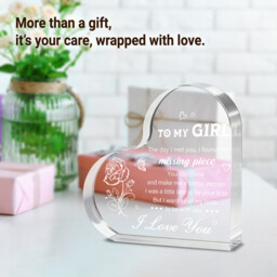 "Alphynix 1pc Romantic Crystal Heart, ""TO MY GIRL"" Valentine's Gift with ""I Want All of My Lasts to Be With You"" Love Message, Perfect Proposal Gift" - thumbnail 2