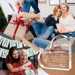 "Alphynix 1pc Romantic Crystal Heart, ""TO MY GIRL"" Valentine's Gift with ""I Want All of My Lasts to Be With You"" Love Message, Perfect Proposal Gift" - thumbnail 6