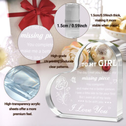 "Alphynix 1pc Romantic Crystal Heart, ""TO MY GIRL"" Valentine's Gift with ""I Want All of My Lasts to Be With You"" Love Message, Perfect Proposal Gift" - thumbnail 3