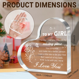 "Alphynix 1pc Romantic Crystal Heart, ""TO MY GIRL"" Valentine's Gift with ""I Want All of My Lasts to Be With You"" Love Message, Perfect Proposal Gift" - thumbnail 4