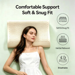 Lebonsoir Latex Pillow (Dream Wave) - Neck and Shoulder Pain Relief, Ergonomic Design,  Bedroom, Sleep Comfort - 60*40*10/12 cm, 93% Latex‑Made with Natural Latex Liquid from Thailand - thumbnail 7