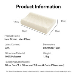 Lebonsoir Latex Pillow (Dream Wave) - Neck and Shoulder Pain Relief, Ergonomic Design,  Bedroom, Sleep Comfort - 60*40*10/12 cm, 93% Latex‑Made with Natural Latex Liquid from Thailand - thumbnail 5