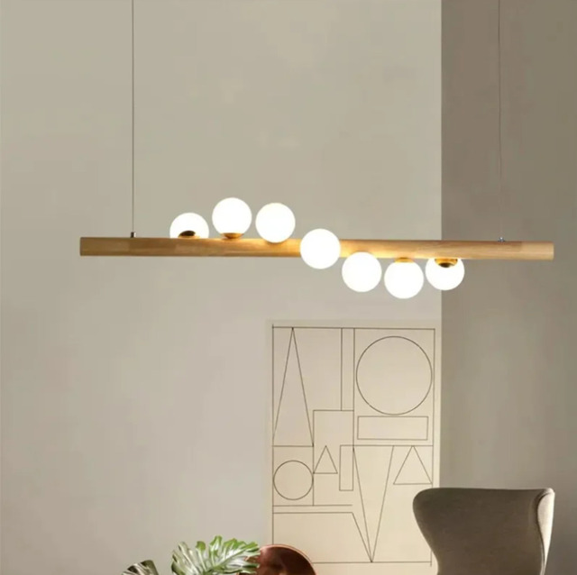 Homary Modern Linear Pendant Light Glass Globe 7-Light Kitchen Island Light - image 1