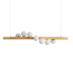 Homary Modern Linear Pendant Light Glass Globe 7-Light Kitchen Island Light - thumbnail 7