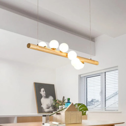 Homary Modern Linear Pendant Light Glass Globe 7-Light Kitchen Island Light - thumbnail 3