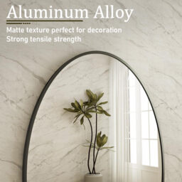 Melodieux Oval Wall Mirror 51x71cm Black Circle Hanging Wall Mirror Home Decorative Wall Mounted Vanity Mirror for Bathroom Living Room Hallway - thumbnail 3