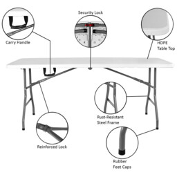 Home Vida Folding Table 70x180cm/6ft White - thumbnail 5