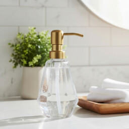 Interiors by Premier Modern Lotion Dispenser, Glass Lotion Pump Dispenser With Brass Nozzle, Hand Cream Bottle, Soap Dispenser - thumbnail 2