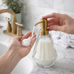 Interiors by Premier Modern Lotion Dispenser, Glass Lotion Pump Dispenser With Brass Nozzle, Hand Cream Bottle, Soap Dispenser - thumbnail 5