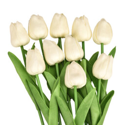Wei's Moment 7Pcs Artificial Tulips Flowers  Fake Flowers Latex Tulips Real Touch for Party Home Wedding Decoration and DIY Decor, Multicolor Milky white