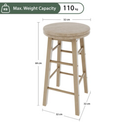 Chef Vida Bar Stool Wooden Swivel Natural - thumbnail 4
