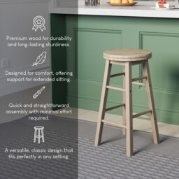 Chef Vida Bar Stool Wooden Swivel Natural - thumbnail 7