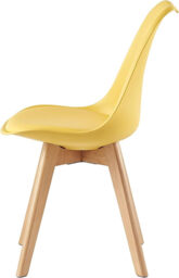 mcc direct Dining Chairs Wooden Legs Soft Cushion Pad Stylish DELUXE Retro Lounge Dining Office EVA (Yellow) - thumbnail 4