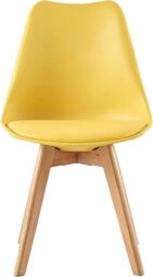 mcc direct Dining Chairs Wooden Legs Soft Cushion Pad Stylish DELUXE Retro Lounge Dining Office EVA (Yellow) - thumbnail 2