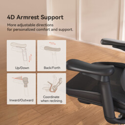 Sihoo Doro C300 Ergonomic Office Chair with Ultra Soft 3D Armrests, Dynamic Lumbar Support for Home Office, Adjustable Backrest Desk Chair (Black) - thumbnail 5