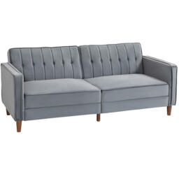 Homcom Sofa 3 Seater Button Velvet Click Clack Back Grey - thumbnail 1