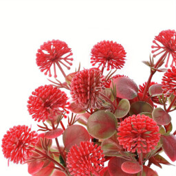 Yuejia  4Pcs 13.77in/35cmArtificial Billy Ball Flower Man Fake Plants Living Room Decoration Ornaments Desktop Fake Flowers(red) - thumbnail 4