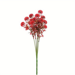 Yuejia  4Pcs 13.77in/35cmArtificial Billy Ball Flower Man Fake Plants Living Room Decoration Ornaments Desktop Fake Flowers(red) - thumbnail 6