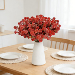 Yuejia  4Pcs 13.77in/35cmArtificial Billy Ball Flower Man Fake Plants Living Room Decoration Ornaments Desktop Fake Flowers(red) - thumbnail 3